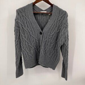 Vince Interlocking Cable Knit Cardigan Size XS Merino Wool Cashmere Sweater